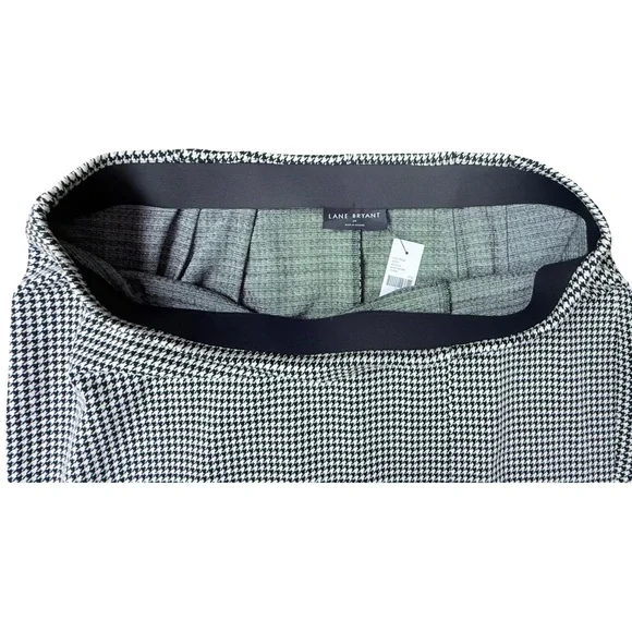 Lane Bryant Black and White Ponte Front Slit Houndstooth Midi Pencil Skirt NWT - Picture 6 of 10
